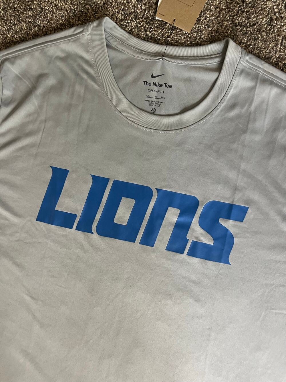 Nike NFL Detriot Lions Dri-Fit 2XL Grey Shirt (NWT)